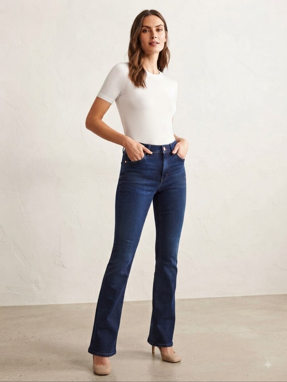 Boden High Rise Flare Bootcut Slim Indigo Dark Blue Jeans Size 2 Petite